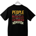 CUSTOMIZED DIFFERENTLY slogan printed on black t-shirt