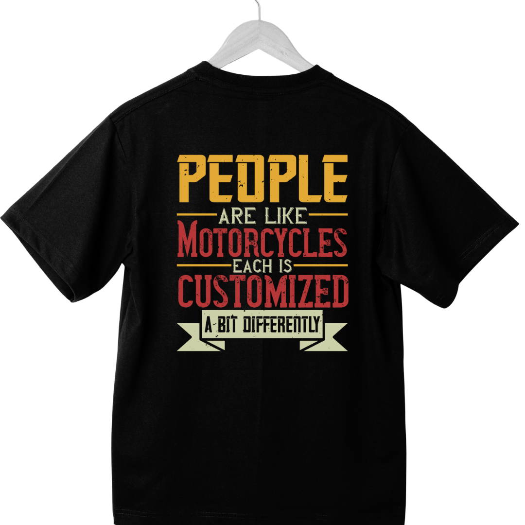 CUSTOMIZED DIFFERENTLY slogan printed on black t-shirt