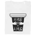 model wearing HUG IN A MUG statement t-shirt front view