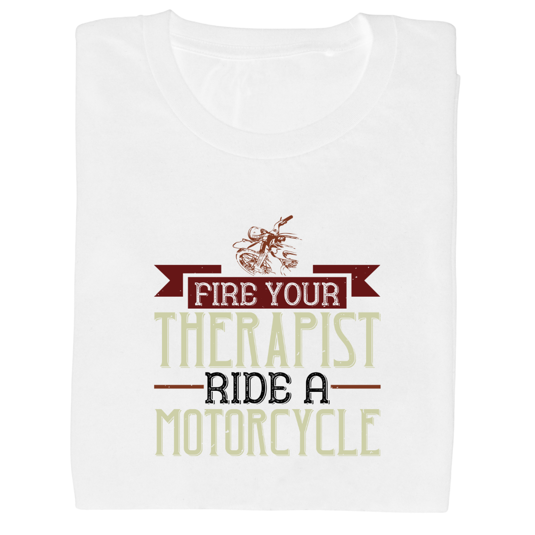 close-up of FIRE YOUR THERAPIST print on cotton fabric
